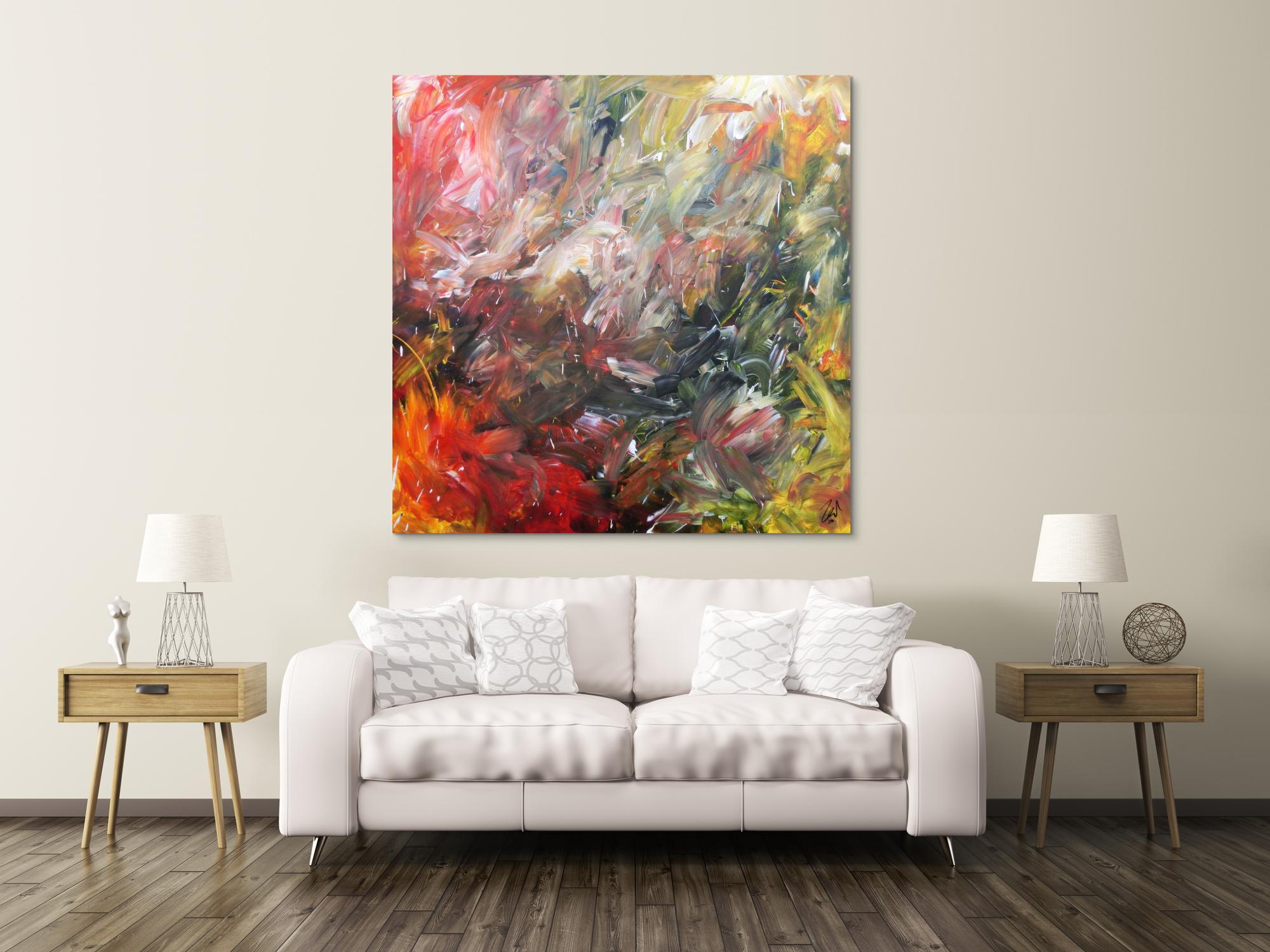 Abstraktes Acrylgemälde sehr modern mit hellen und dunklen Farben