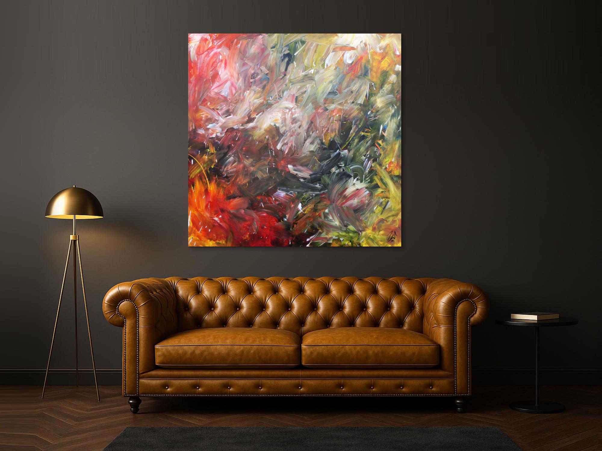 Abstraktes Acrylgemälde sehr modern mit hellen und dunklen Farben