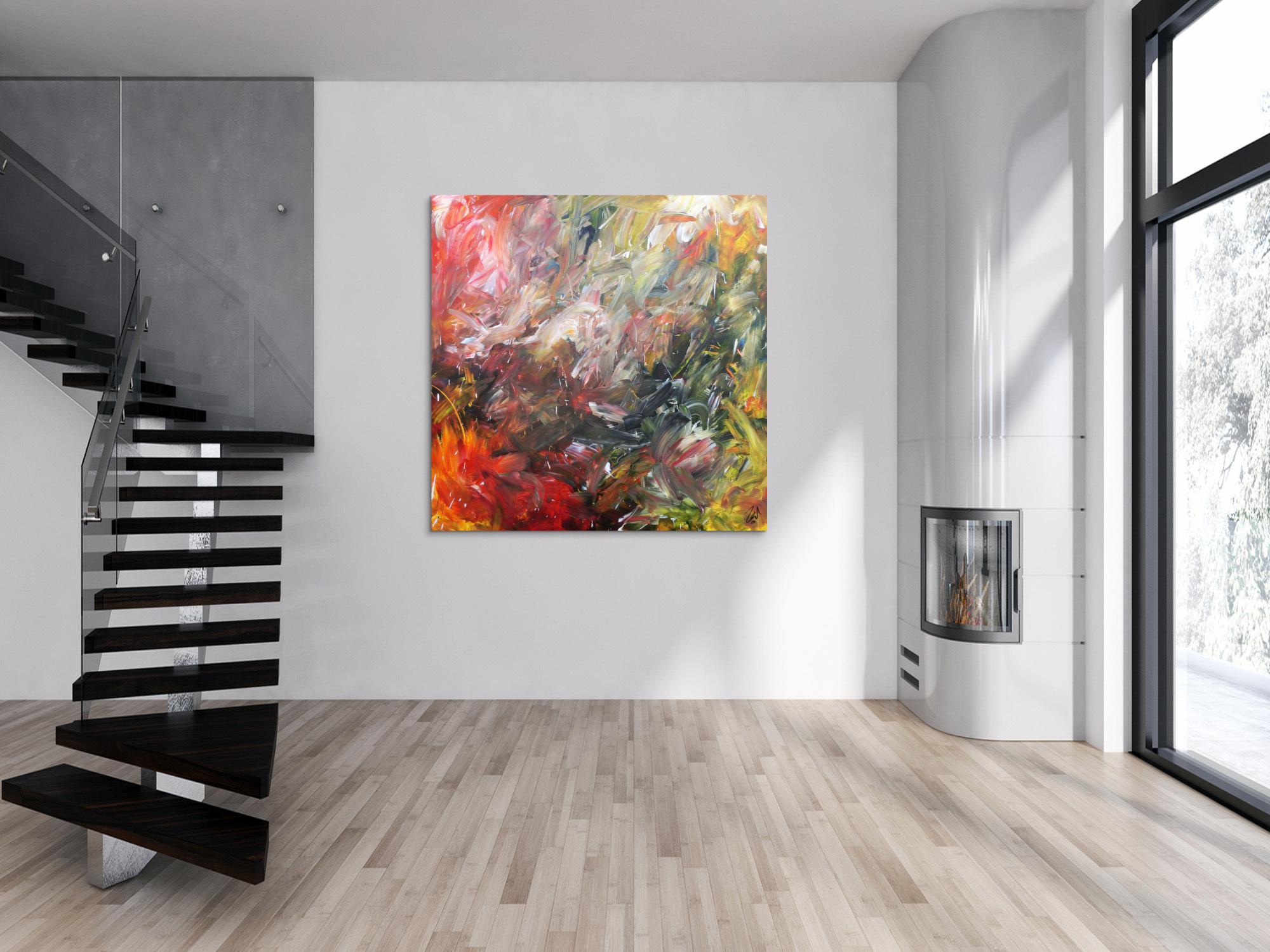 Abstraktes Acrylgemälde sehr modern mit hellen und dunklen Farben