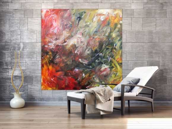 Abstraktes Acrylgemälde sehr modern mit hellen und dunklen Farben