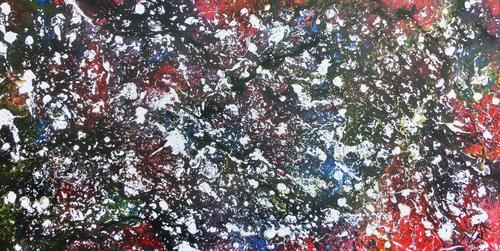 Modernes Acrylgeälde abstrakt bunt und dunkel mit hellen Flecken