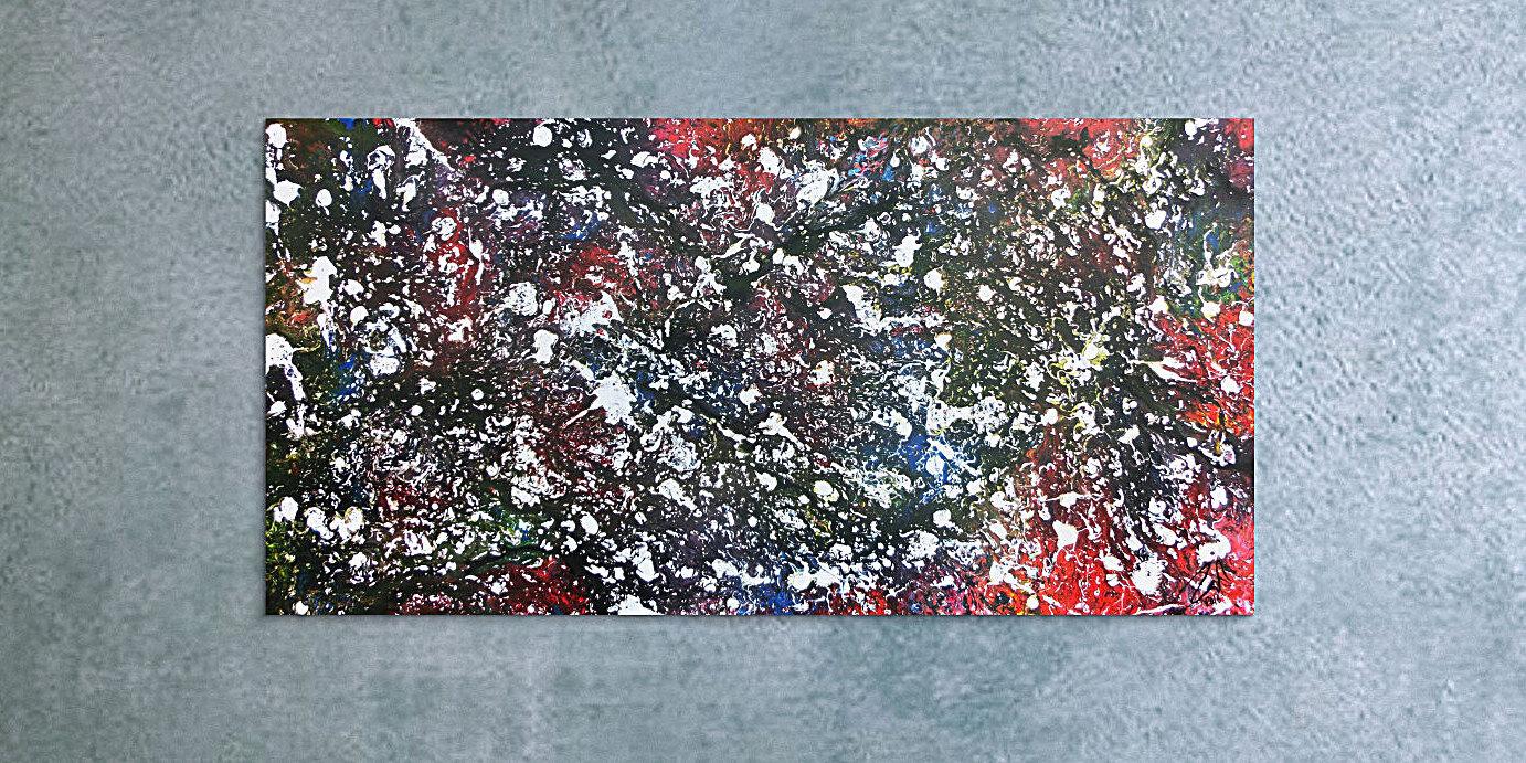 Abstraktes Kunstwerk in Rot und Orange