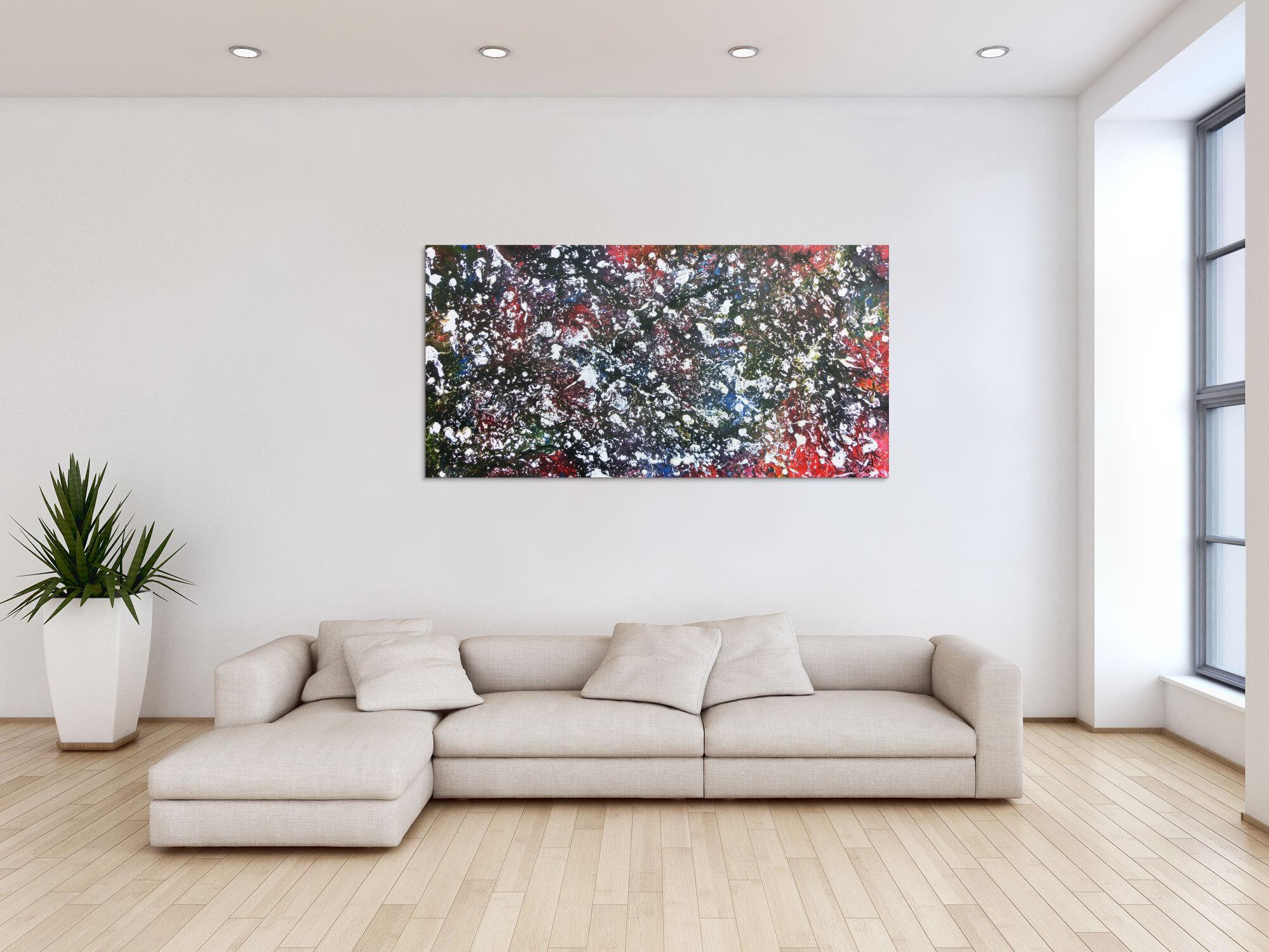 Modernes Acrylgeälde abstrakt bunt und dunkel mit hellen Flecken