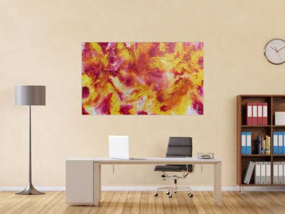Schönes abstraktes Acrylgemälde in pink gelb und weiß
