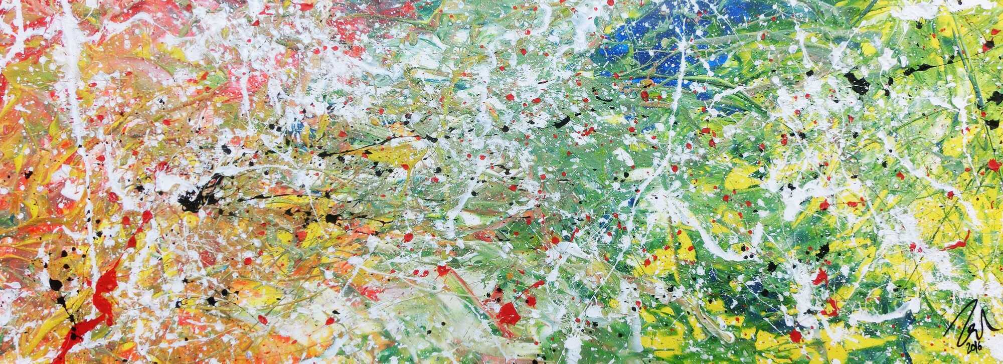 Modernes Acrylgemälde abstrakt mit hellen bunten Farben