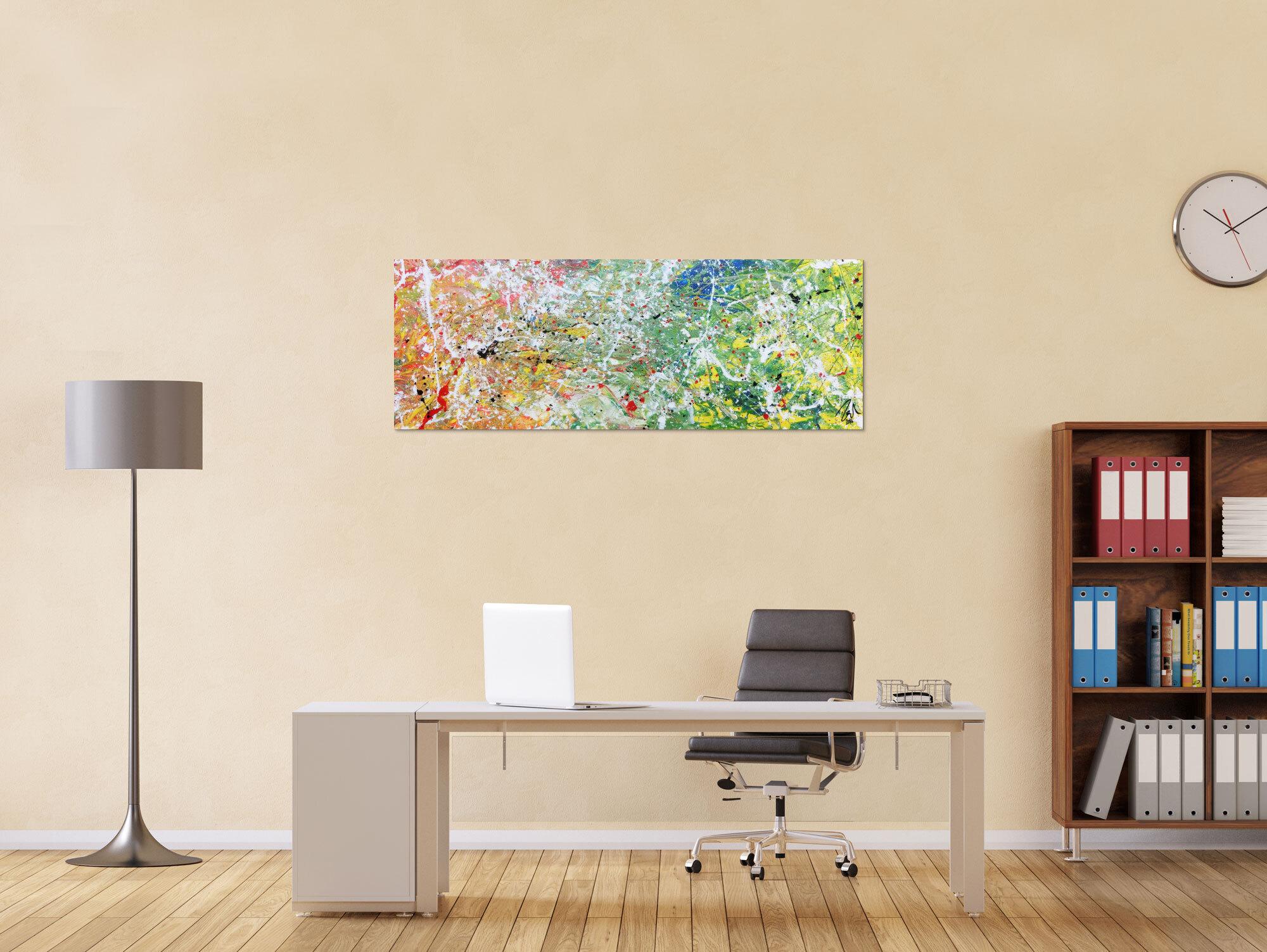 Modernes Acrylgemälde abstrakt mit hellen bunten Farben