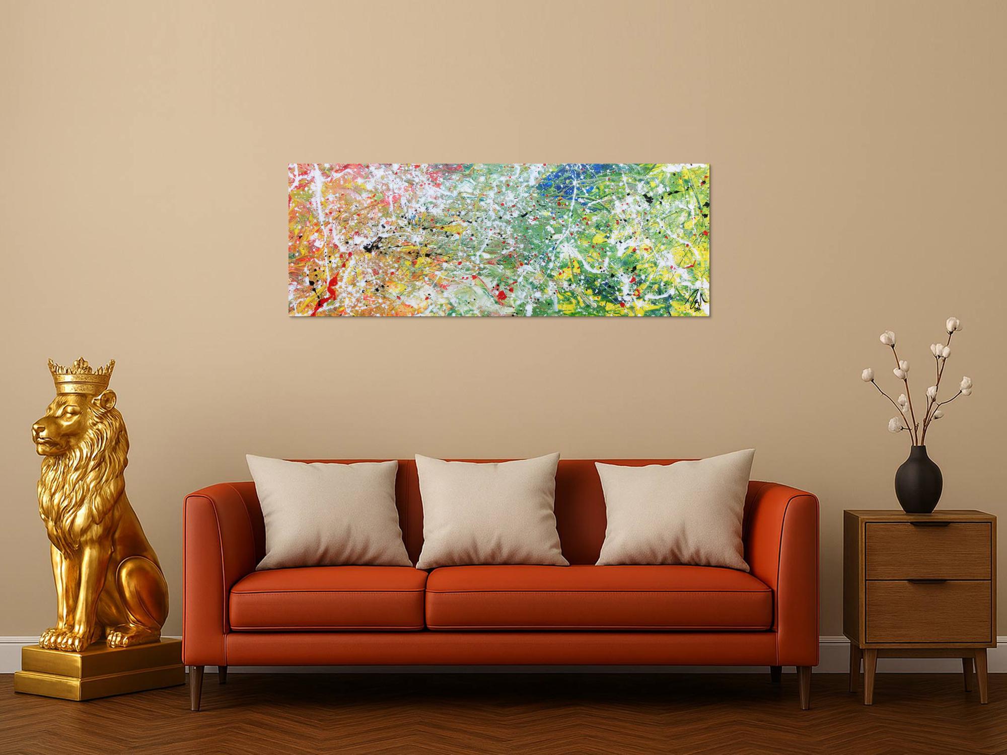 Modernes Acrylgemälde abstrakt mit hellen bunten Farben