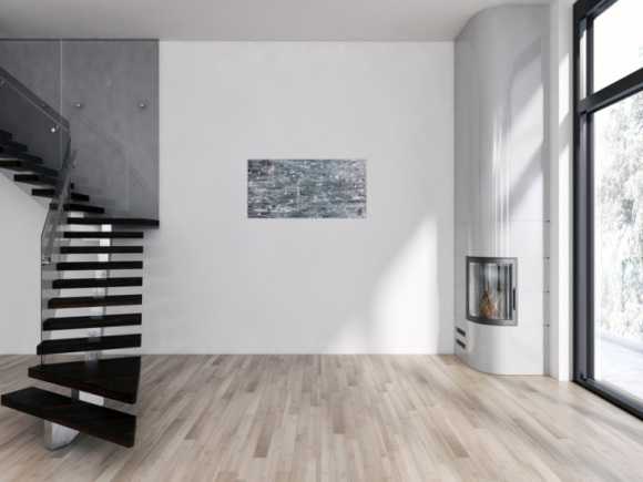 Abstraktes Acrylgemälde in grau schwarz und weiß sehr modern
