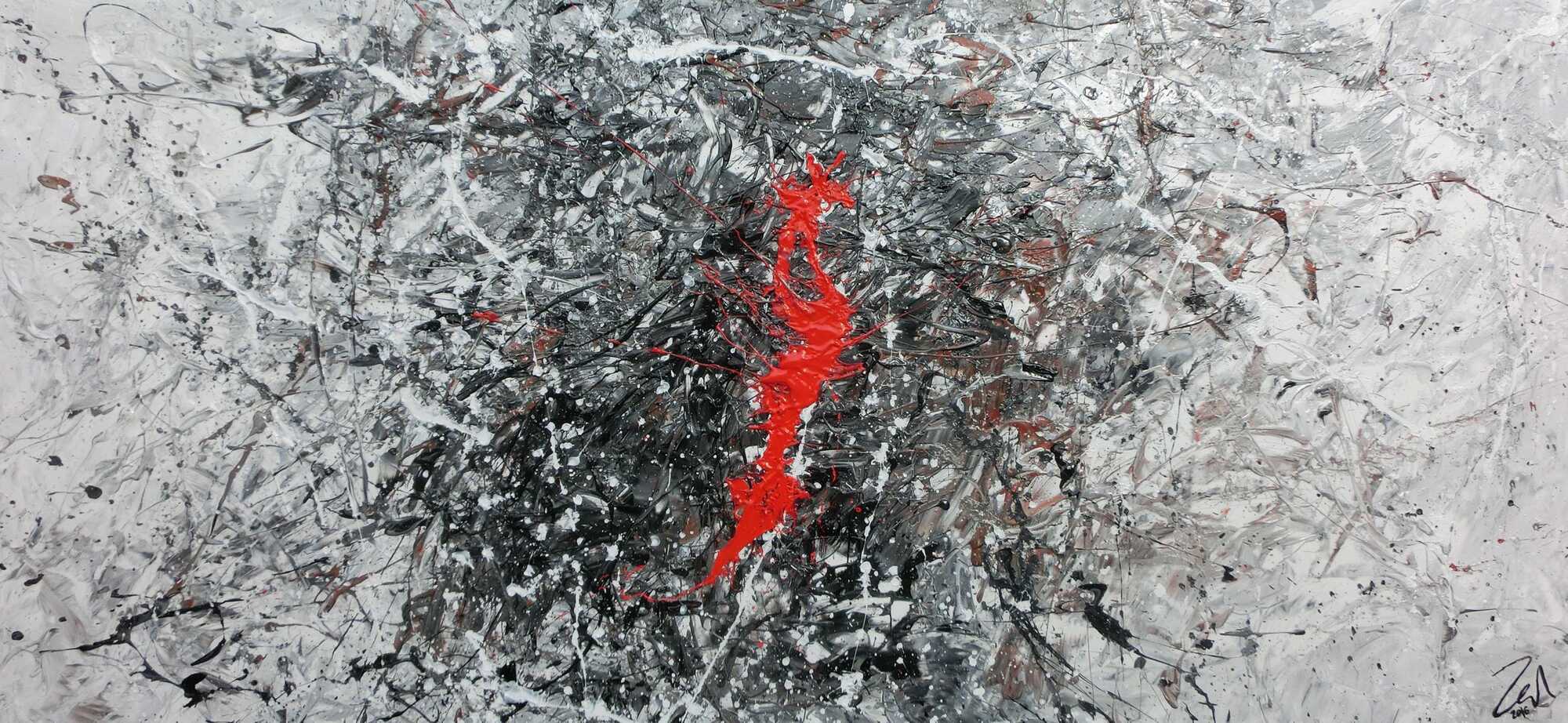 Sehr modernes abstraktes Acrylgemälde modern in grau schwarz weiß und braun