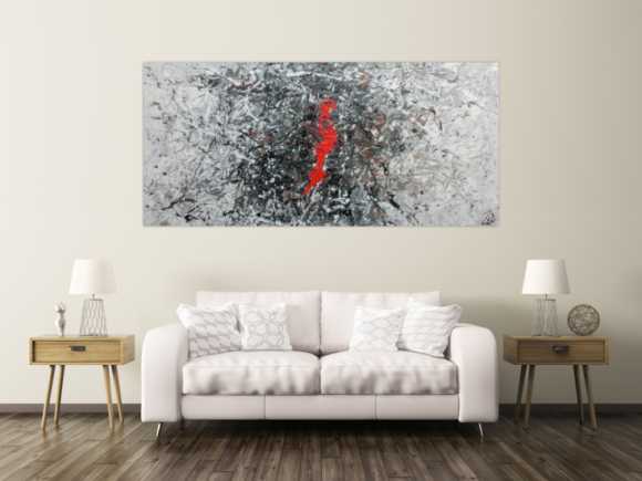 Sehr modernes abstraktes Acrylgemälde modern in grau schwarz weiß und braun