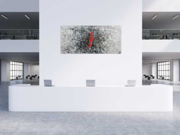 Sehr modernes abstraktes Acrylgemälde modern in grau schwarz weiß und braun