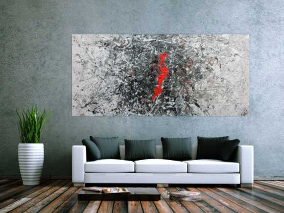Sehr modernes abstraktes Acrylgemälde modern in grau schwarz weiß und braun