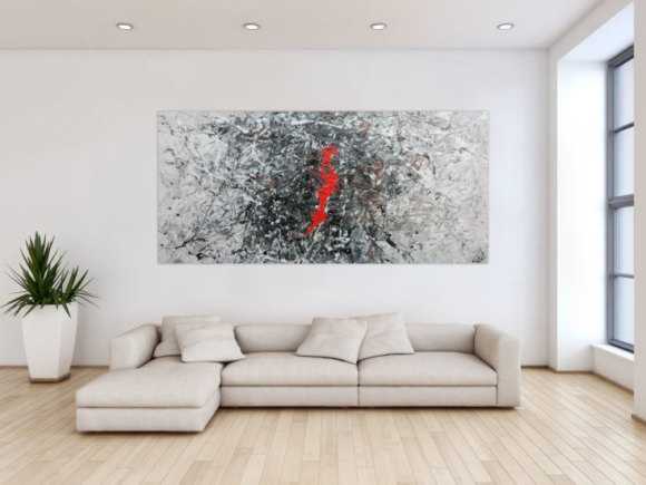 Sehr modernes abstraktes Acrylgemälde modern in grau schwarz weiß und braun