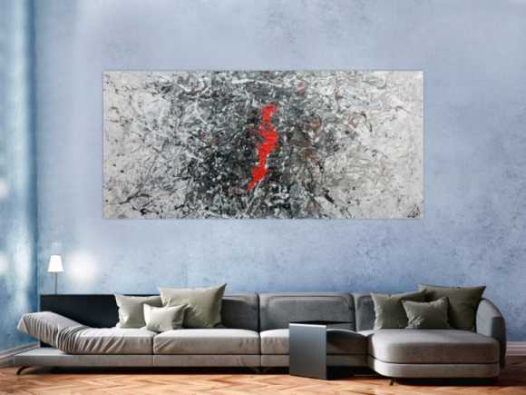 Sehr modernes abstraktes Acrylgemälde modern in grau schwarz weiß und braun