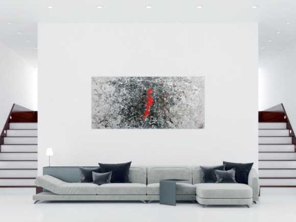 Sehr modernes abstraktes Acrylgemälde modern in grau schwarz weiß und braun