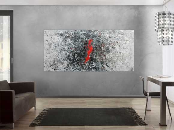 Sehr modernes abstraktes Acrylgemälde modern in grau schwarz weiß und braun