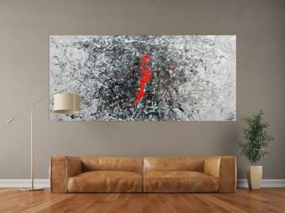 Sehr modernes abstraktes Acrylgemälde modern in grau schwarz weiß und braun