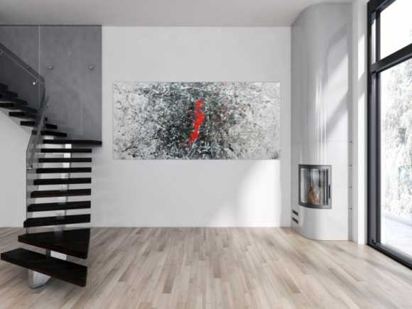 Sehr modernes abstraktes Acrylgemälde modern in grau schwarz weiß und braun