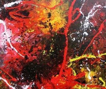 Abstraktes Gemälde aus Acryl modern und zeitgenössisch mit schwarz und rot