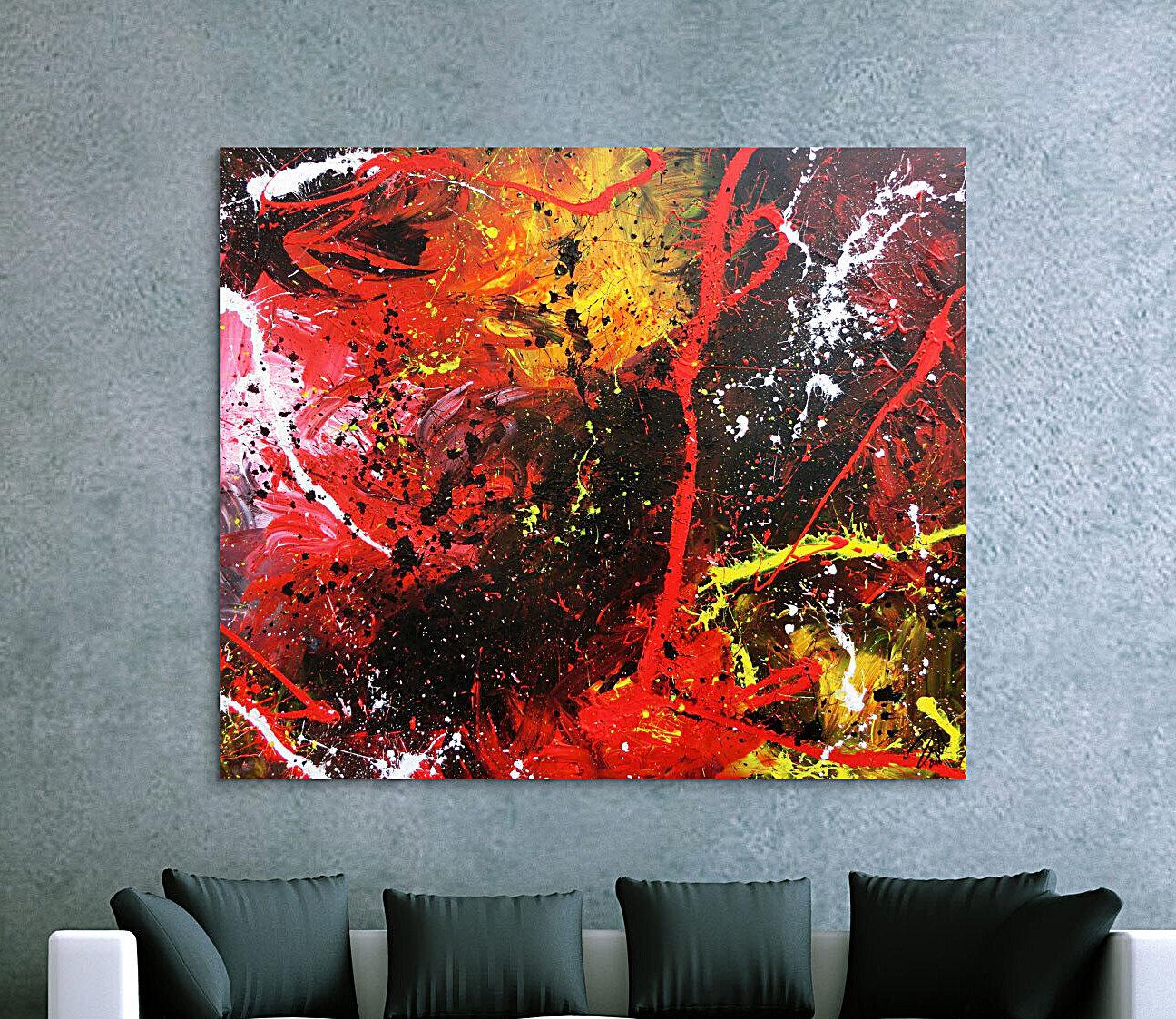 Abstraktes Kunstwerk in Rot und Orange
