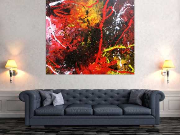 Abstraktes Gemälde aus Acryl modern und zeitgenössisch mit schwarz und rot