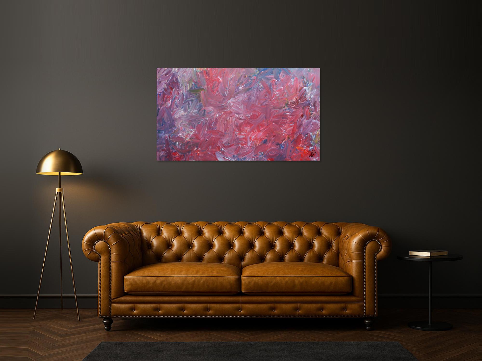 Abstraktes Acrylgemälde modern zeitgenössisch in rotem Farbton