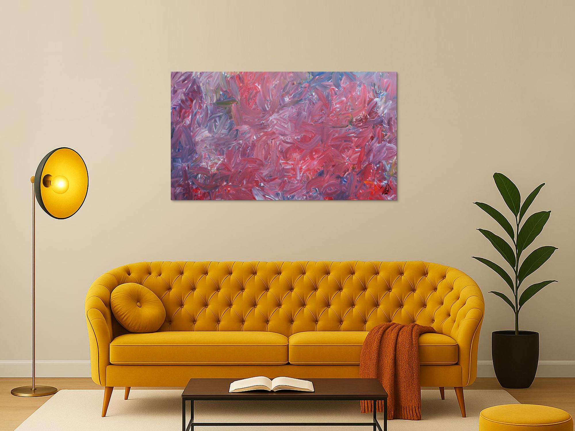 Abstraktes Acrylgemälde modern zeitgenössisch in rotem Farbton