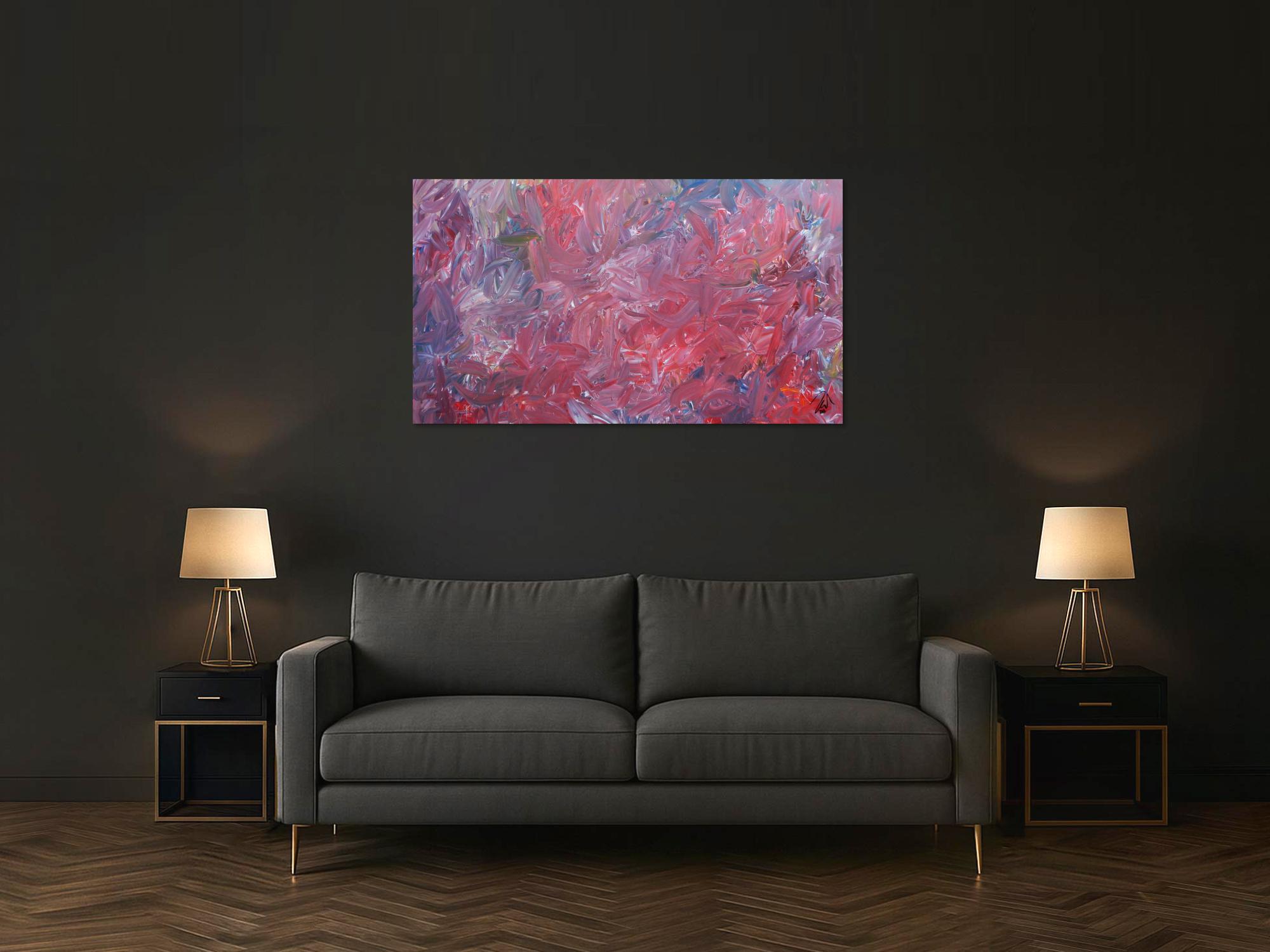 Abstraktes Acrylgemälde modern zeitgenössisch in rotem Farbton