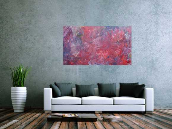 Abstraktes Acrylgemälde modern zeitgenössisch in rotem Farbton