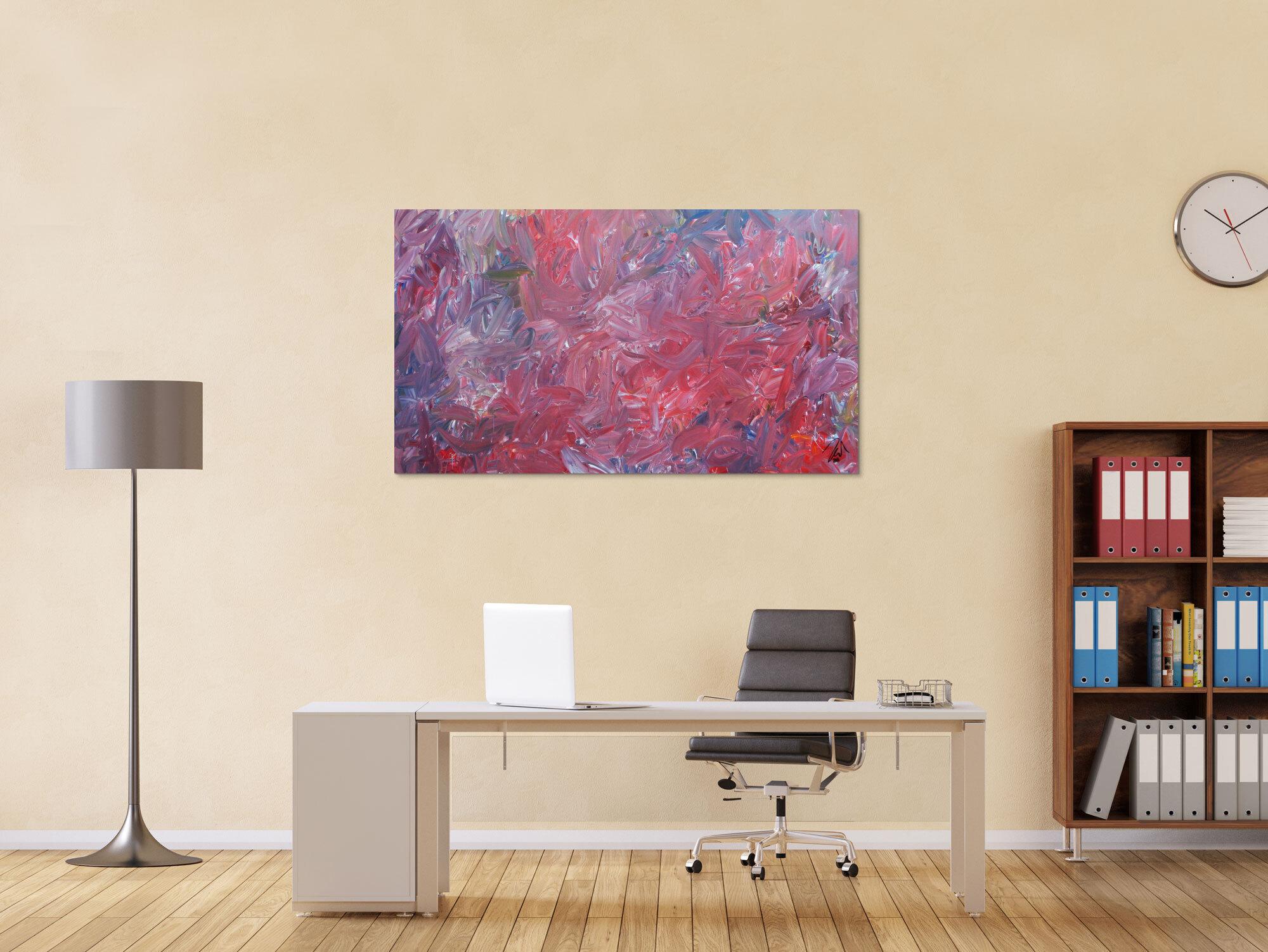 Abstraktes Acrylgemälde modern zeitgenössisch in rotem Farbton