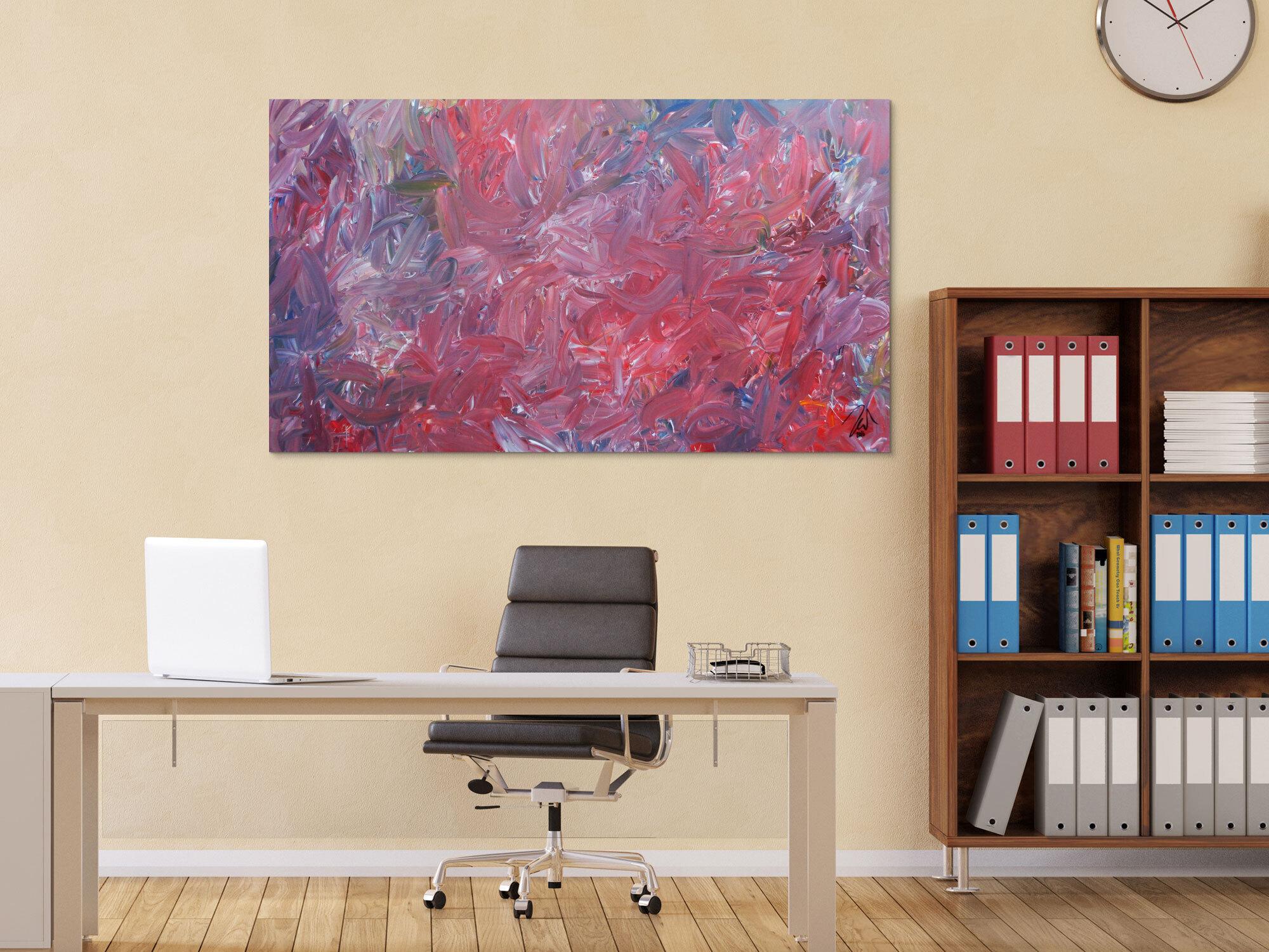 Abstraktes Acrylgemälde modern zeitgenössisch in rotem Farbton