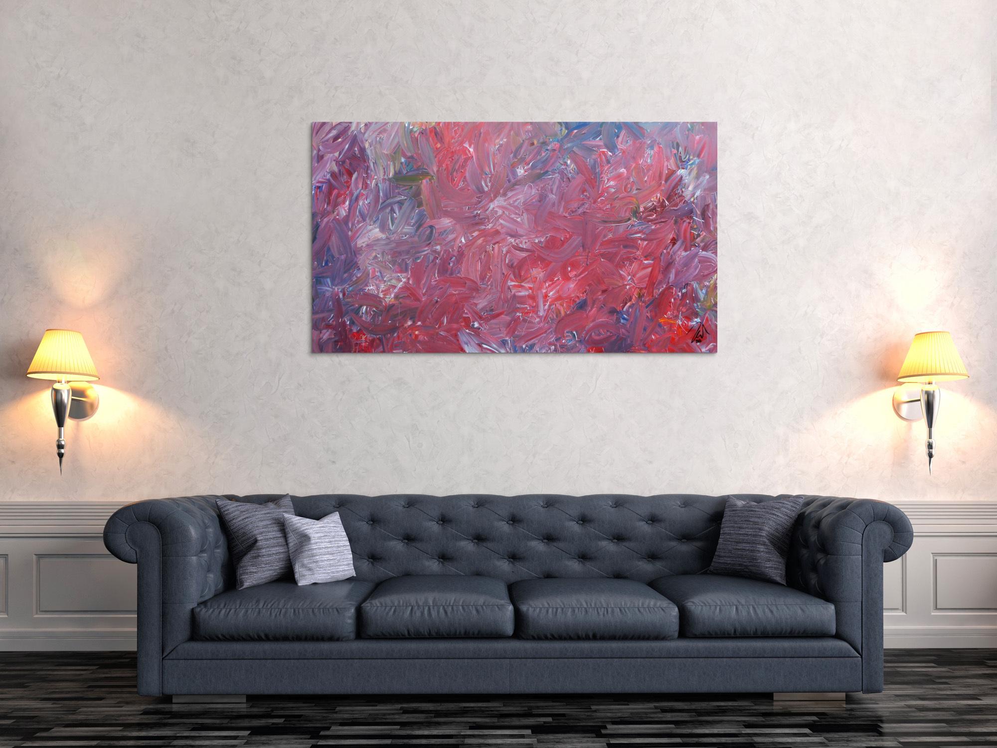 Abstraktes Acrylgemälde modern zeitgenössisch in rotem Farbton