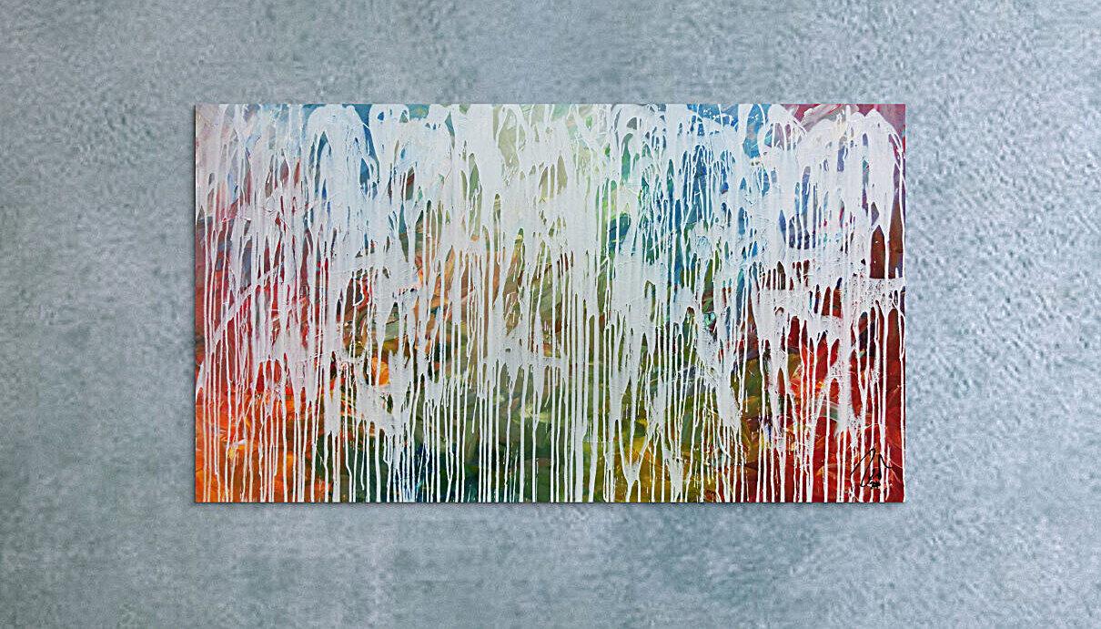 Abstraktes Kunstwerk in Rot und Orange