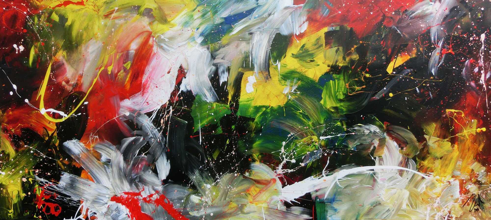 Modernes Acrylgemälde sehr abstrakt in bunt mit vielen Farben