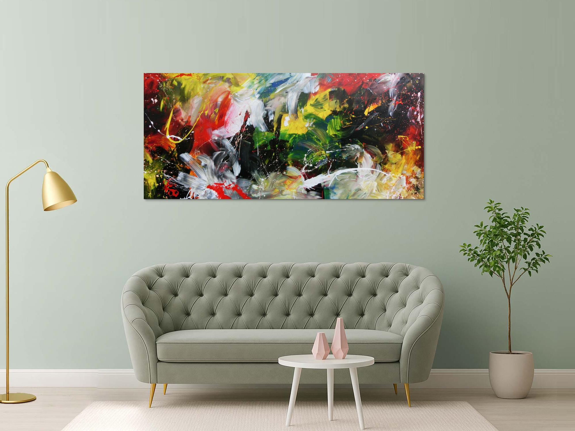 Modernes Acrylgemälde sehr abstrakt in bunt mit vielen Farben
