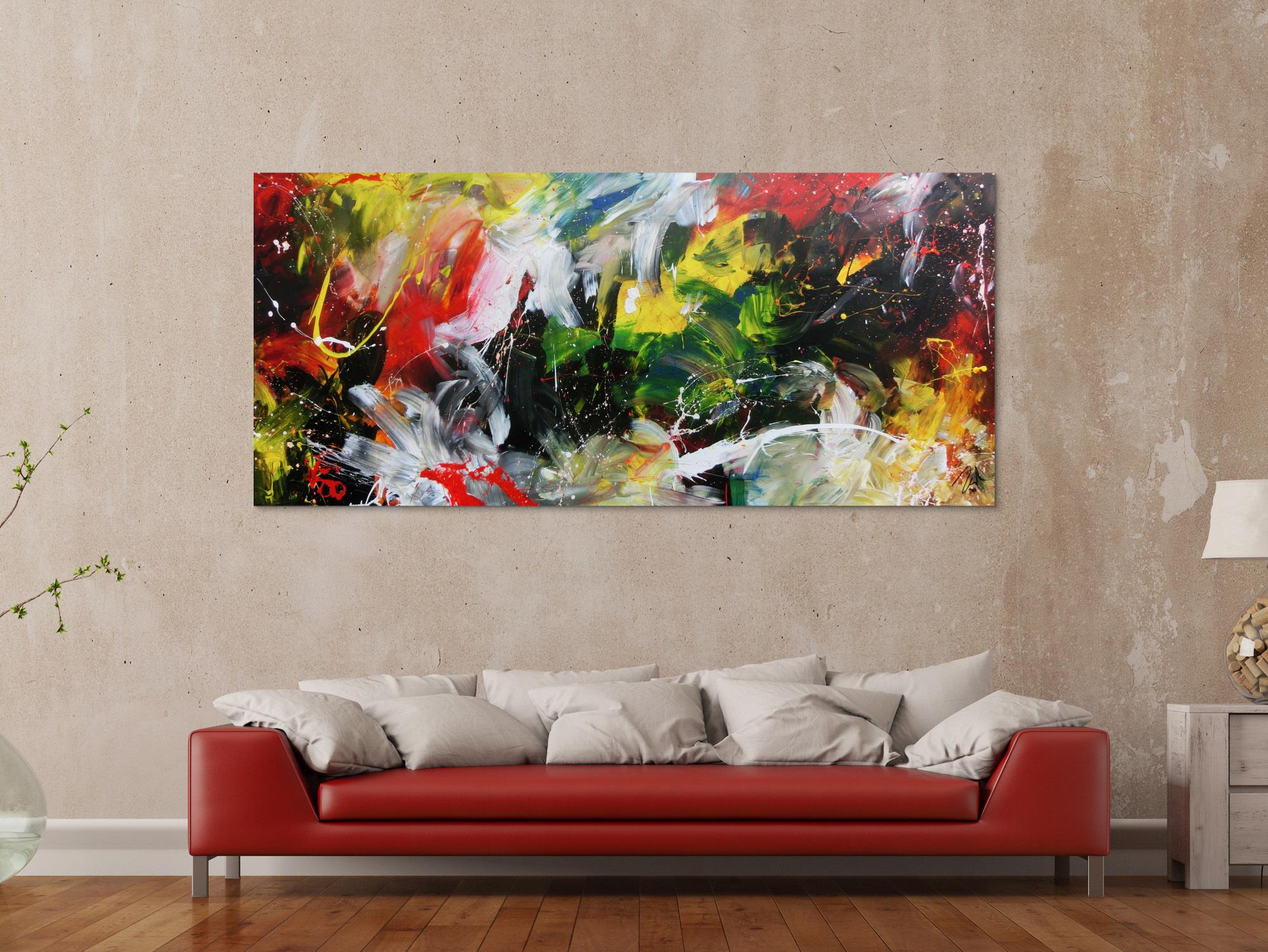 Modernes Acrylgemälde sehr abstrakt in bunt mit vielen Farben