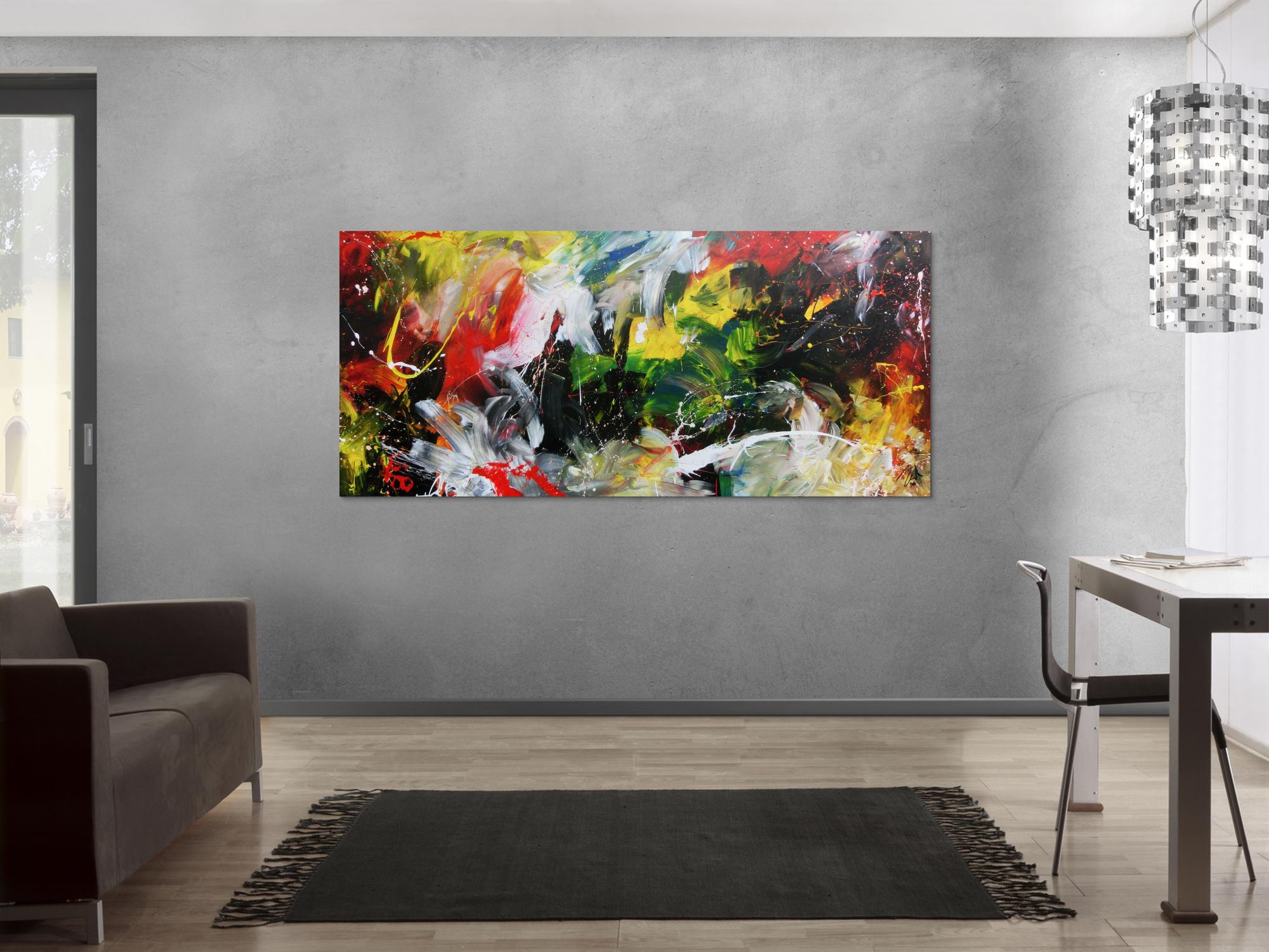 Modernes Acrylgemälde sehr abstrakt in bunt mit vielen Farben
