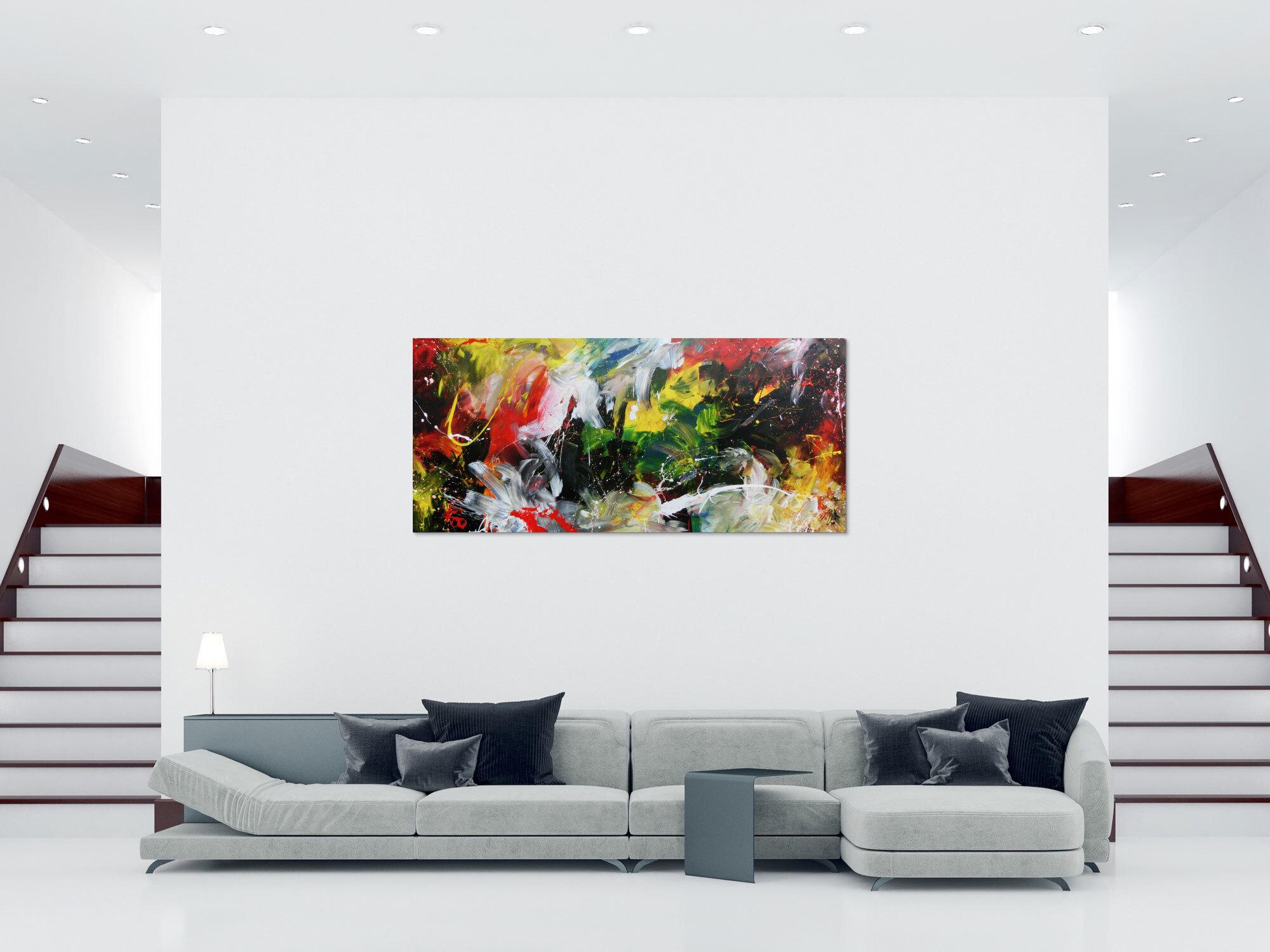Modernes Acrylgemälde sehr abstrakt in bunt mit vielen Farben
