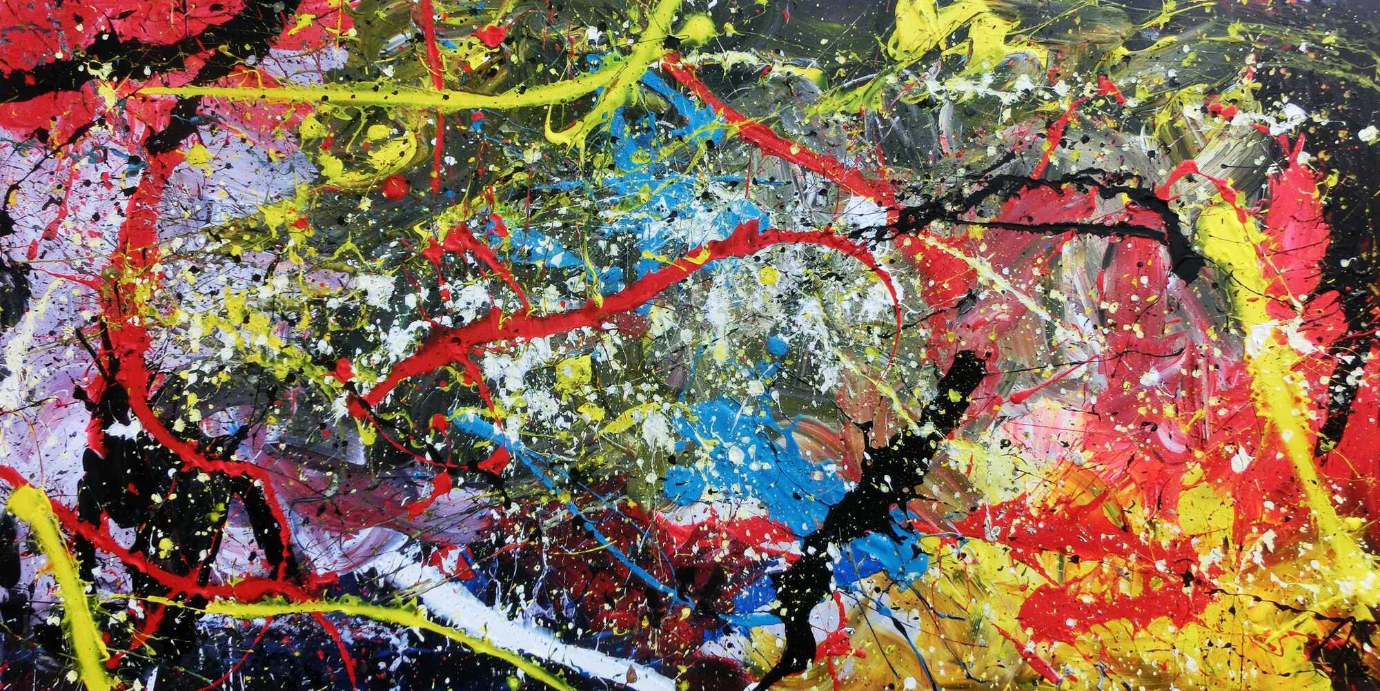 Abstraktes Acrylbild sehr bunt modern zeitgenössisch