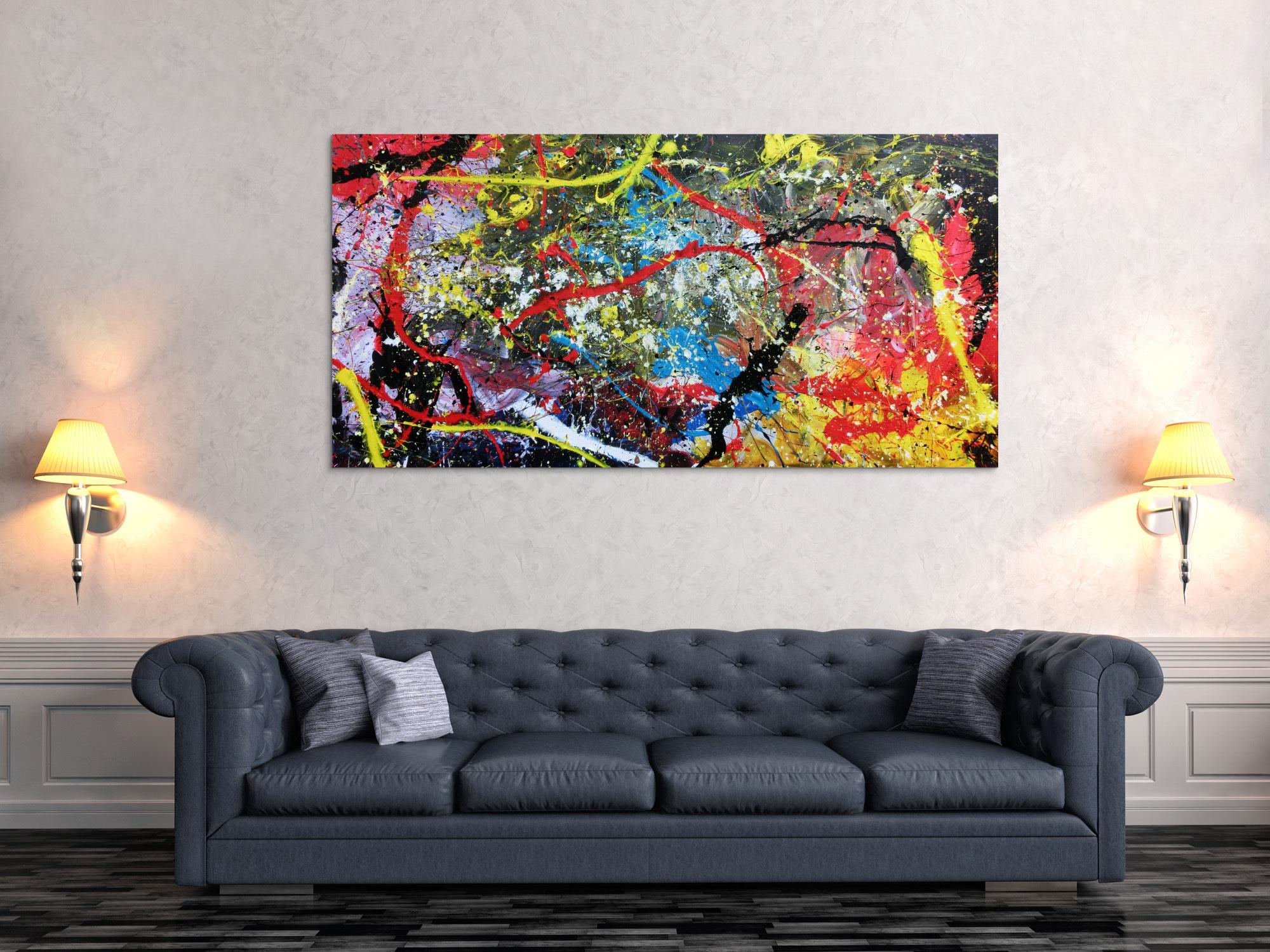 Abstraktes Acrylbild sehr bunt modern zeitgenössisch