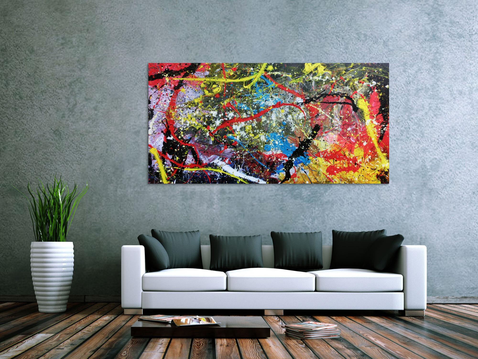 Abstraktes Acrylbild sehr bunt modern zeitgenössisch