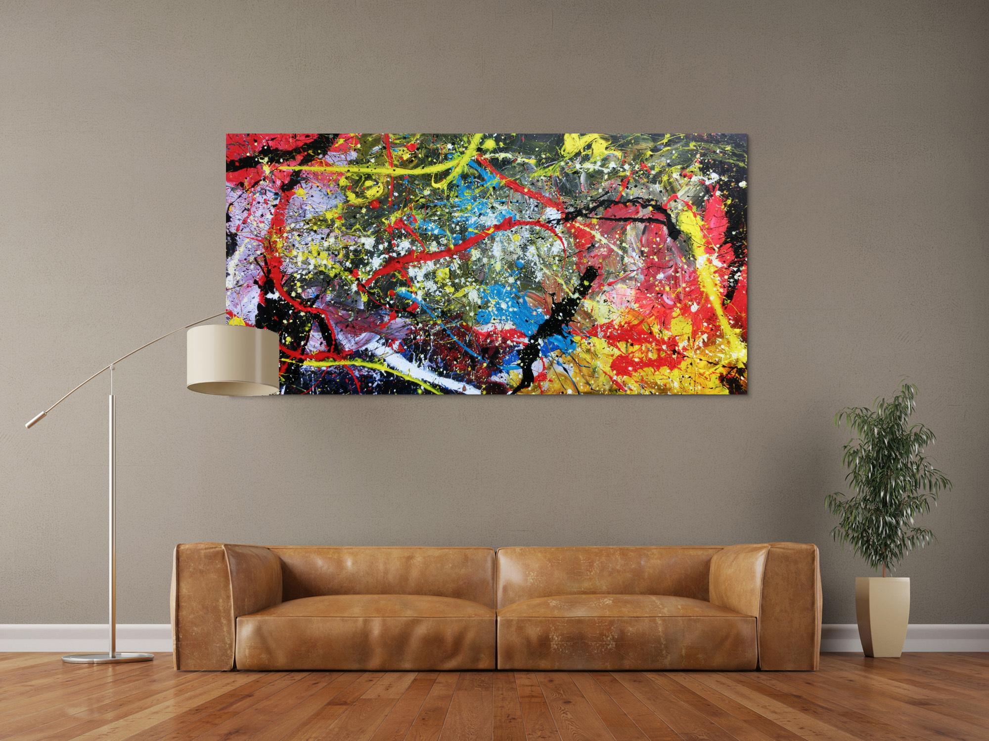 Abstraktes Acrylbild sehr bunt modern zeitgenössisch