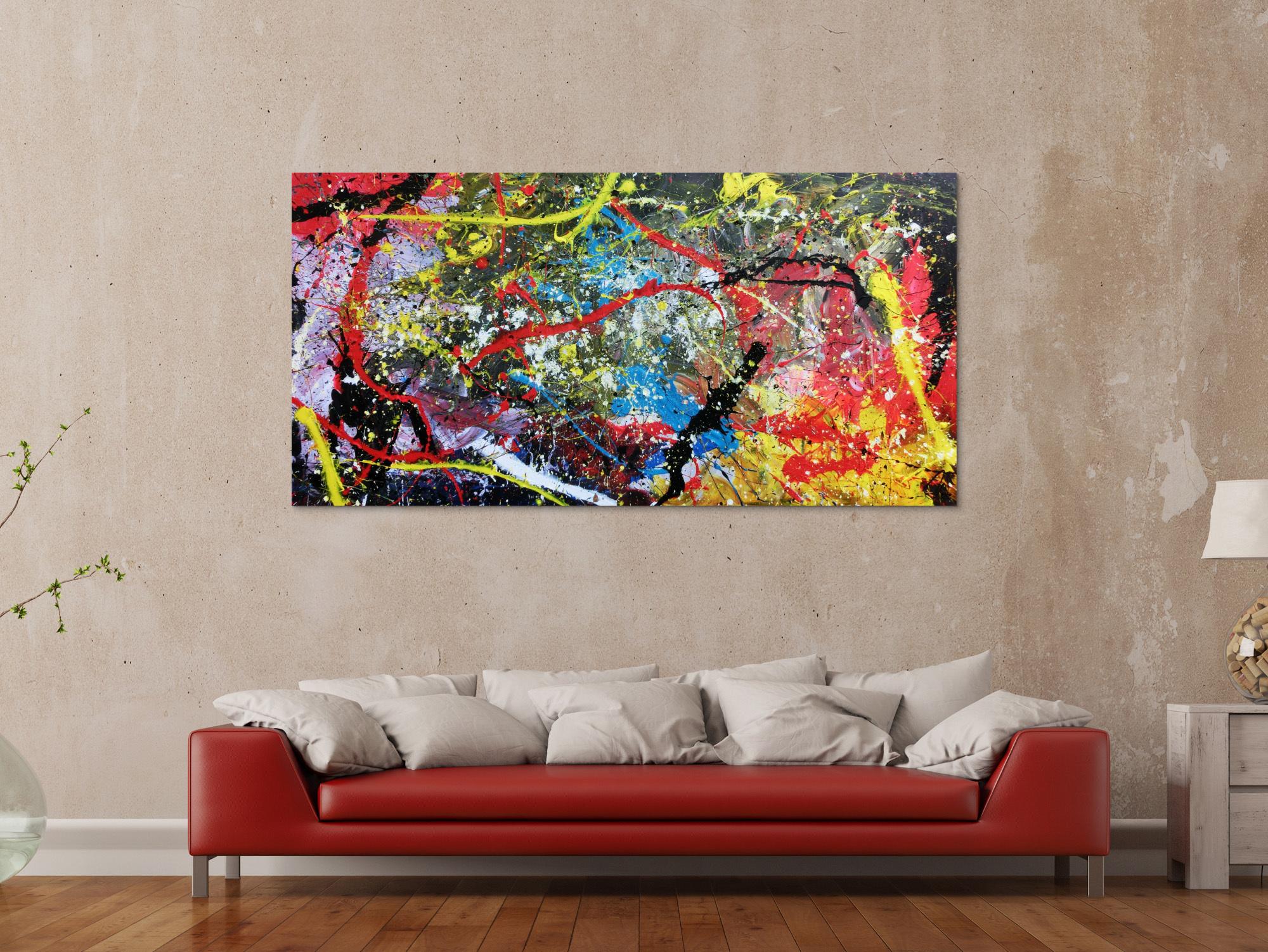 Abstraktes Acrylbild sehr bunt modern zeitgenössisch