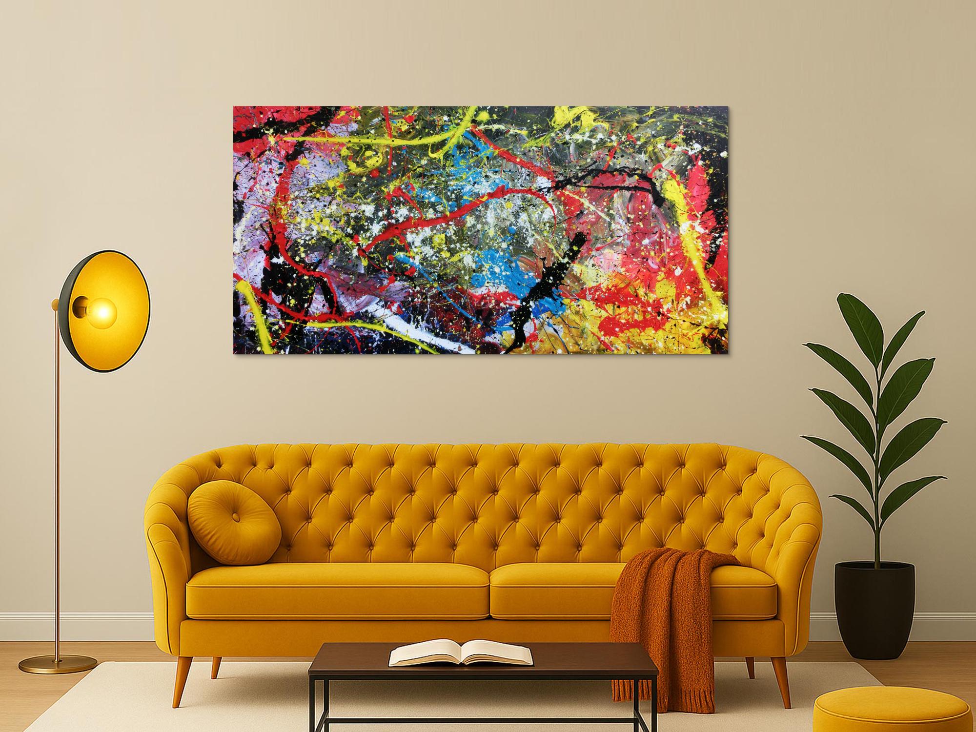 Abstraktes Acrylbild sehr bunt modern zeitgenössisch