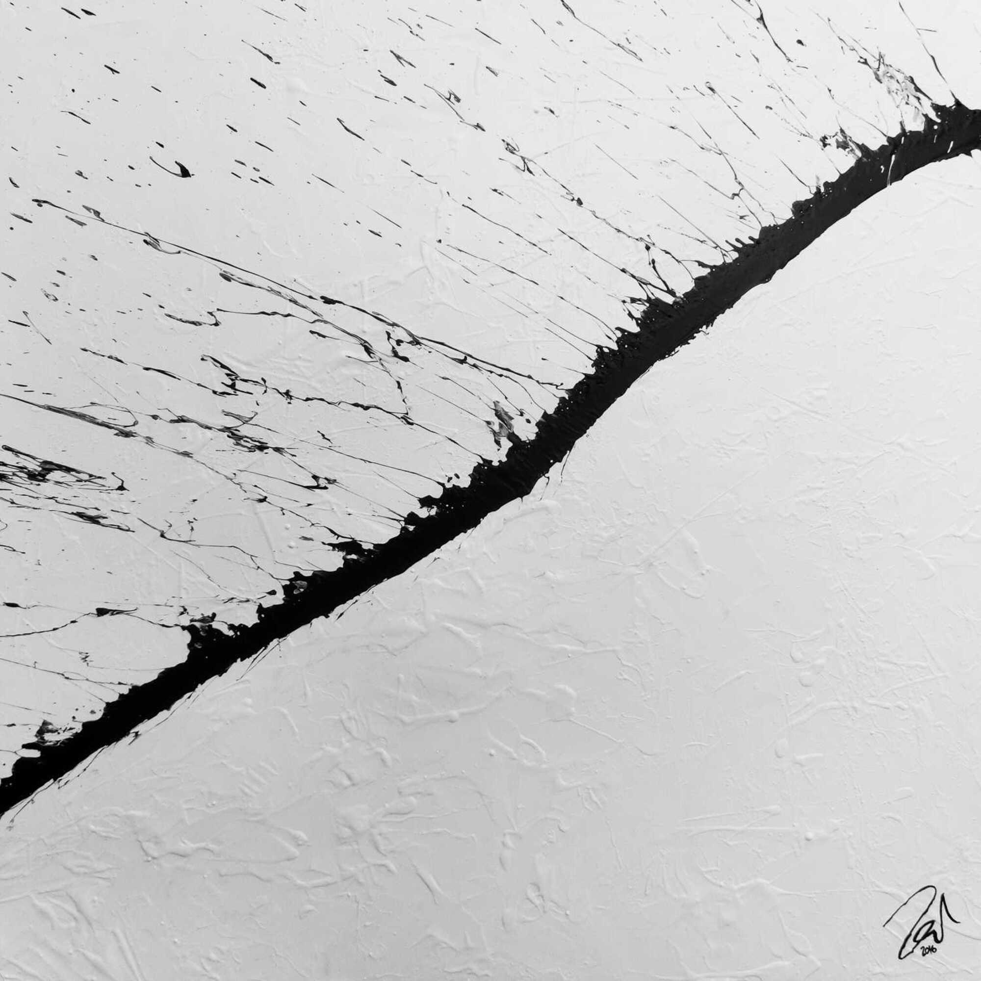 Modernes Acrylbild abstrakt minimalistisch in schwarz weiß