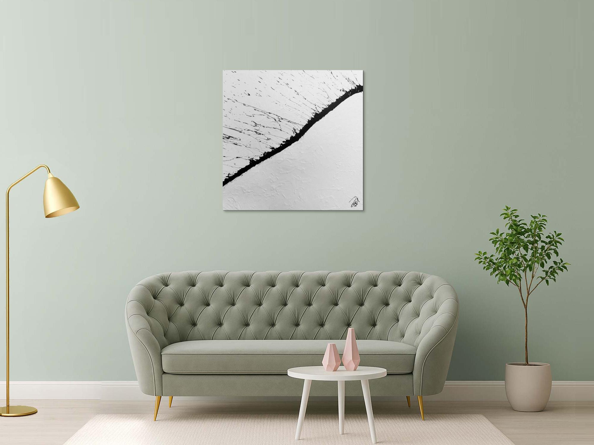 Modernes Acrylbild abstrakt minimalistisch in schwarz weiß