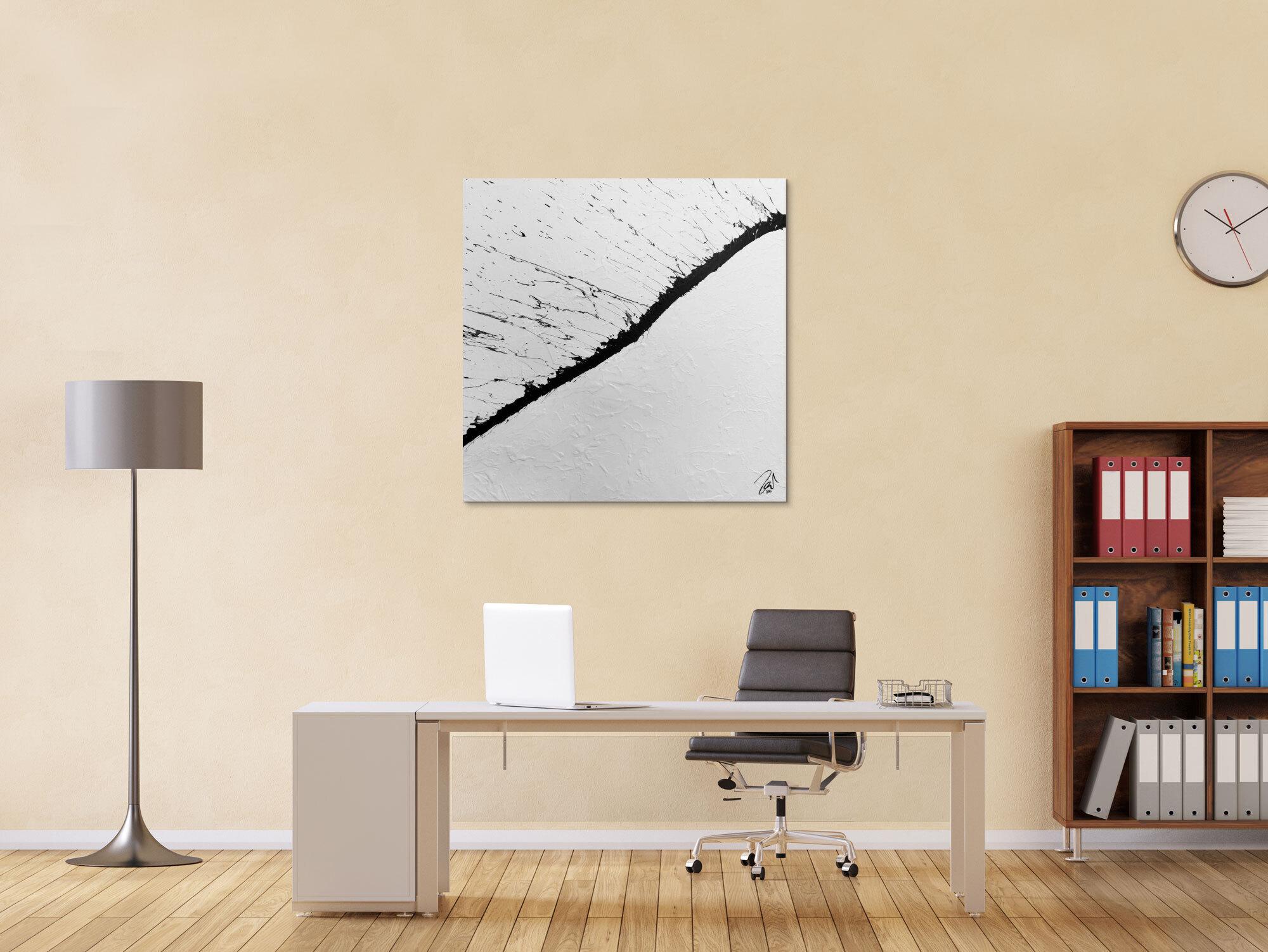 Modernes Acrylbild abstrakt minimalistisch in schwarz weiß