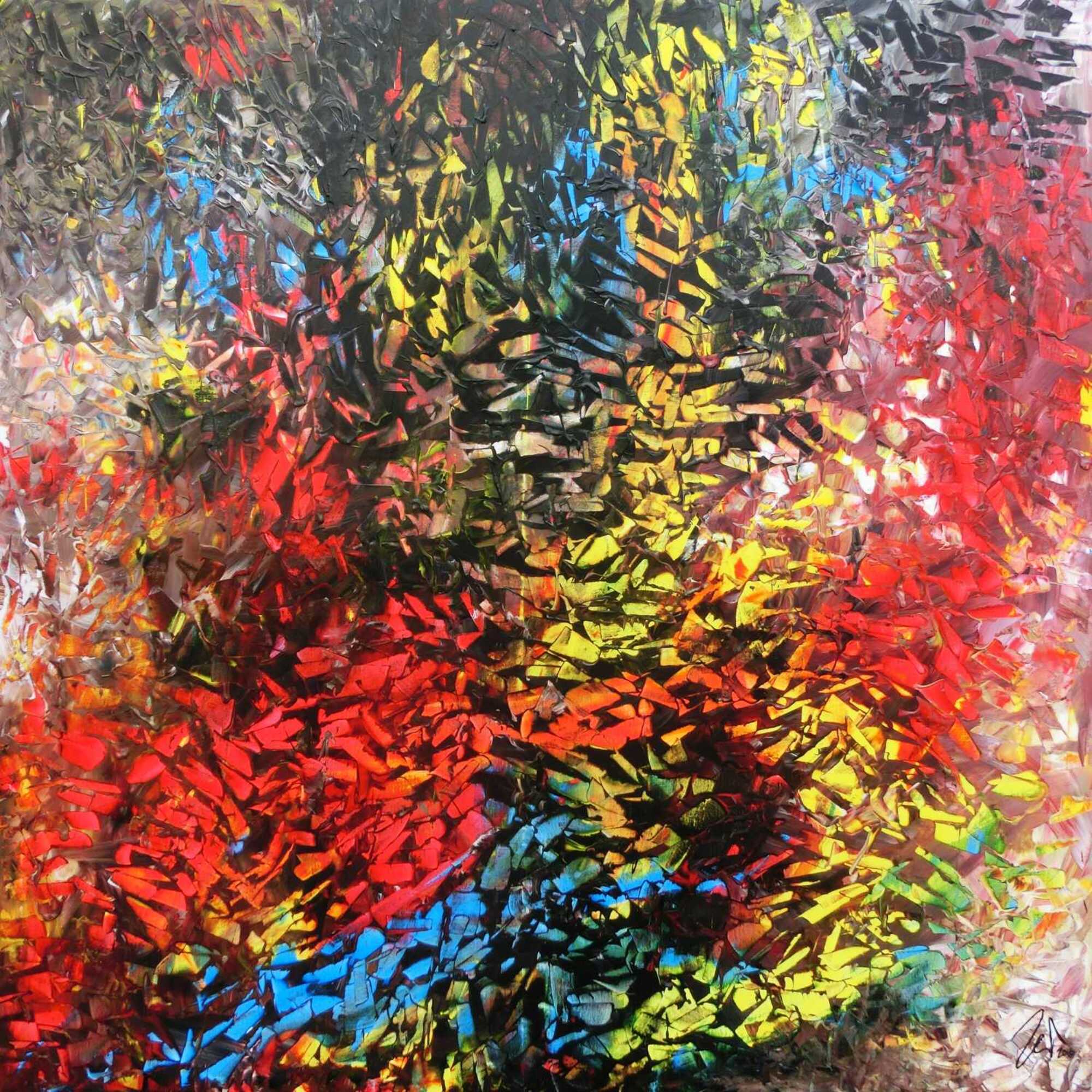 Abstraktes Acrylgemälde modern bunt zeitgenössisch mit vielen Farben