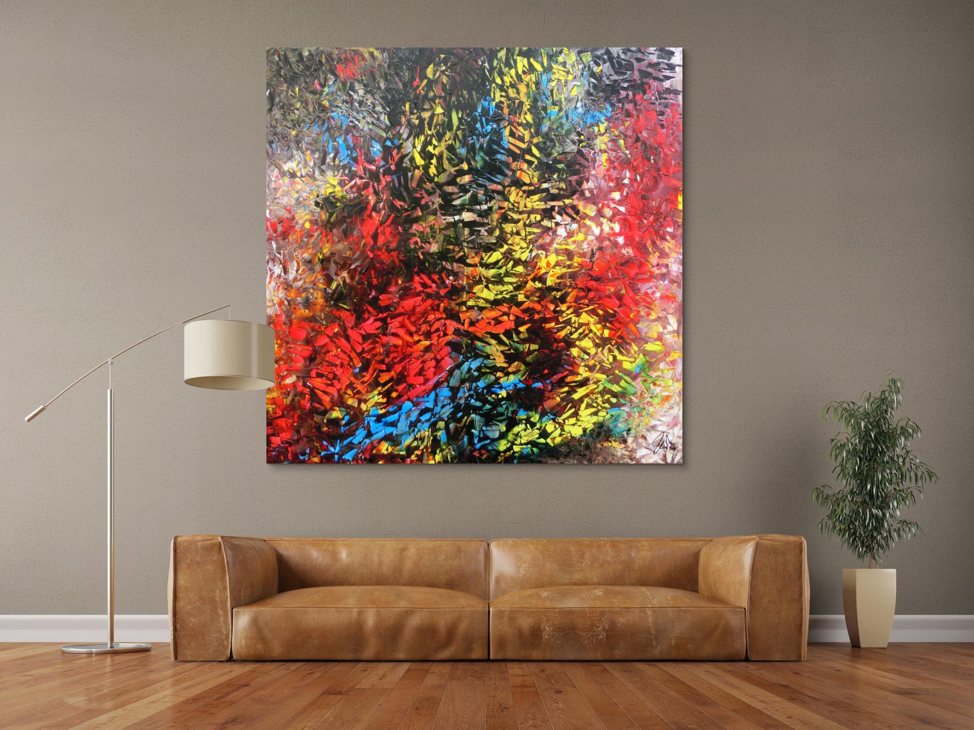 Abstraktes Acrylgemälde modern bunt zeitgenössisch mit vielen Farben