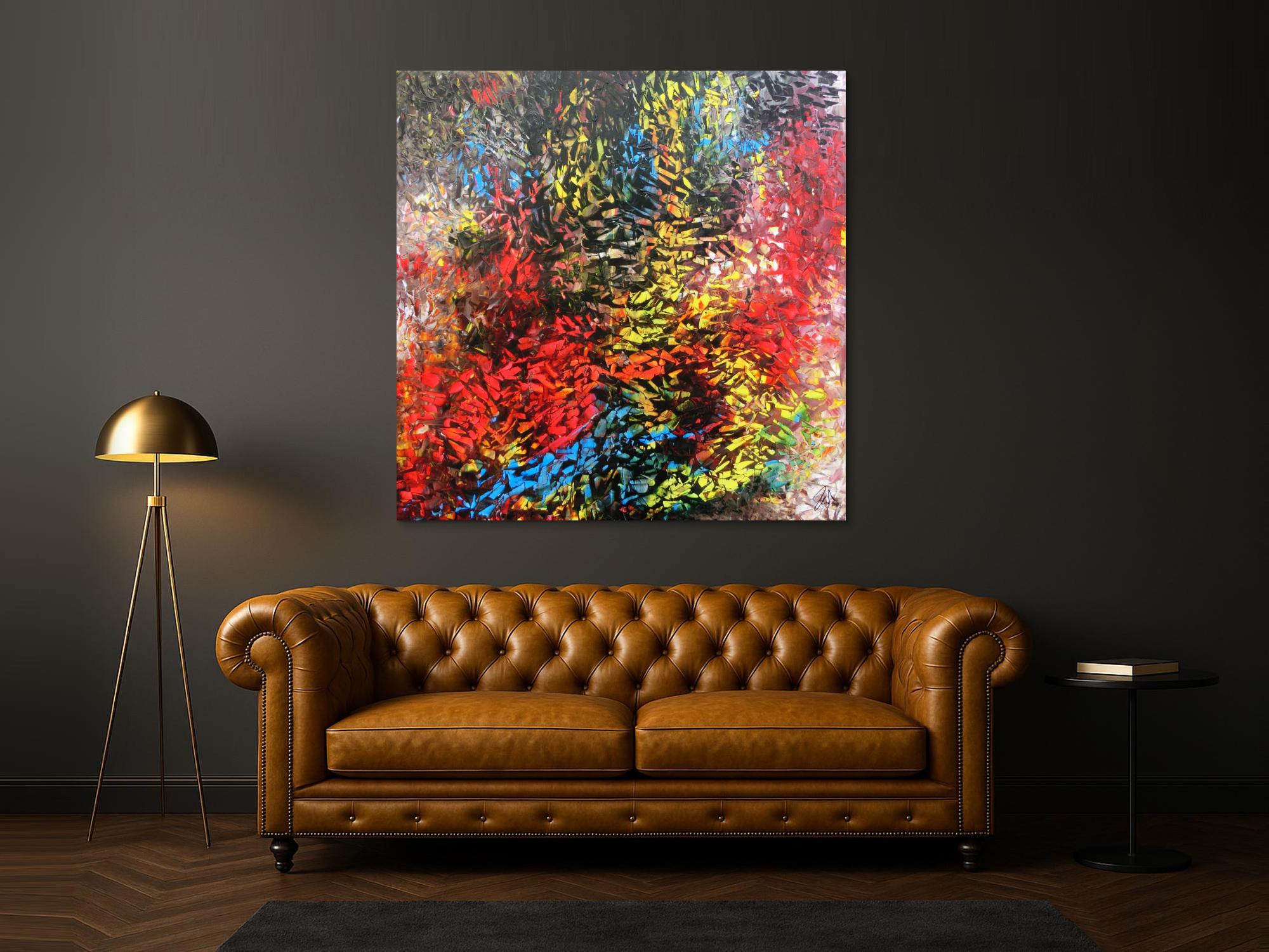 Abstraktes Acrylgemälde modern bunt zeitgenössisch mit vielen Farben